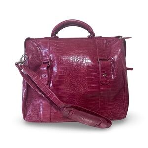 BATH & BODY WORKS red crocodile embossed Carryon Luggage bag weekender